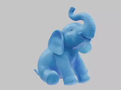 Plastic Blue baby elephant Low-poly 3D model