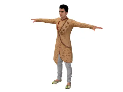 indian 3d man shalwar kameez Low-poly 3D model