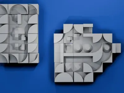 Modular Modern Art Sculpture Concept Golf Creator Kit Low-poly 3D model