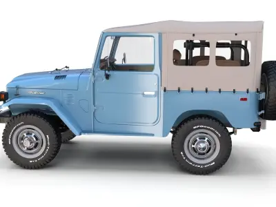 Toyota Land Cruiser FJ 40 Soft Top with Interior and Chassis 3D model