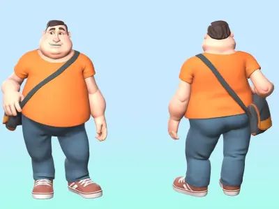 Cartoon male character Low-poly 3D model