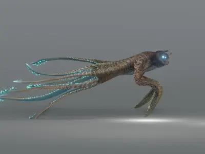 Squidking Monster - rigged Low-poly 3D model