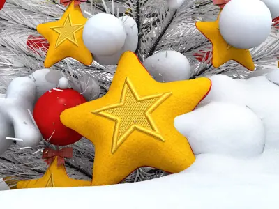 Christmas Star Pouf and Pillow 3D Model 3D model