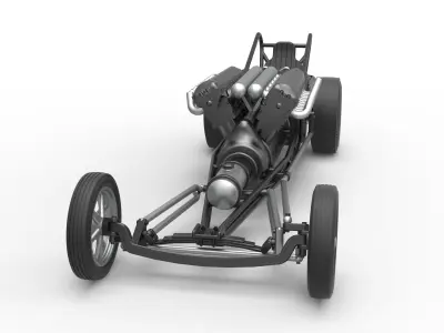 Front engine vintage dragster with V12 Scale 1 to 25 3D print model