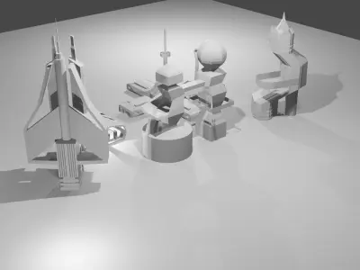 SCIFIBUILDING pack  Low-poly 3D model