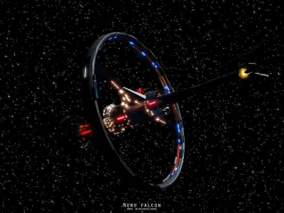 Nero Falcon SpaceShip Low-poly 3D model