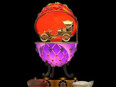 Chinese Gold Ingot with old car 3D model