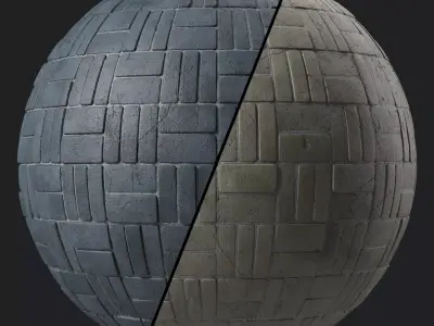 Pavement Materials 54- Stone Paving Sbsar Pbr 4k Seamless Texture