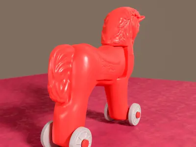 Articulated Vintage Horse on Wheels Toy 3D print model