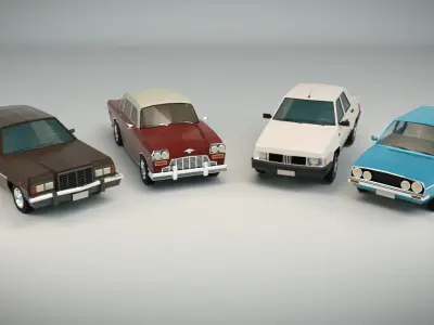 Low Poly Sedan Car Pack 01
