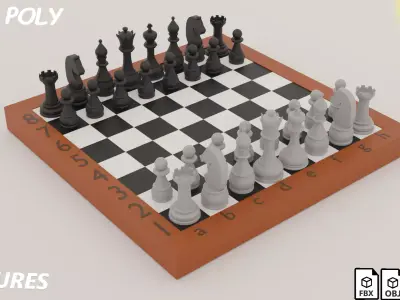chess board games Low-poly 3D model