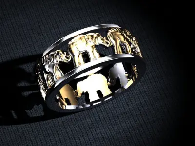 Wedding Ring Elephant  3D print model