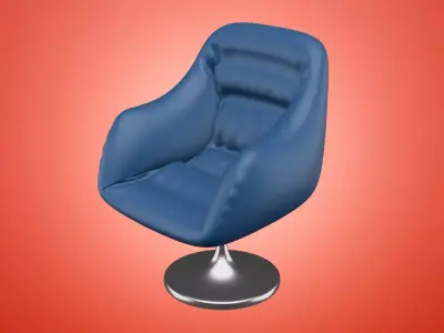 Leather Armchair and Metalic Twisted Base Style 3D model