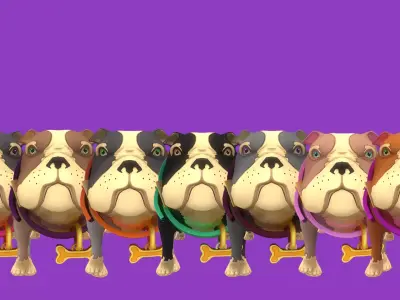 Animated English Bulldog FullPack  fully game ready Low-poly 3D model