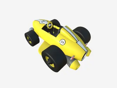 Cartoon Kart B06 Yellow - Vehicle Racing Design Low-poly 3D model