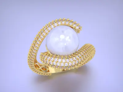 Pearl jewelry ring 3D print model