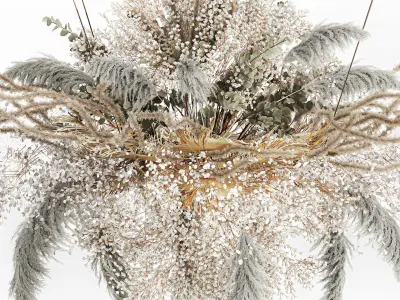 Hanging Installation Bouquet Dried Flowers pampas gypsophila 571 3D model
