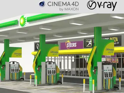 VRay - C4D Scene - BP GARAGE and SHOP 3D model
