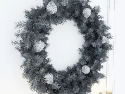 Fireplace 1 christmas wreath animation 3D model