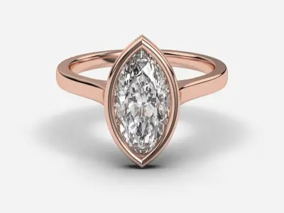 Marquise Diamond Bezel Setting Solitaire Diamond Ring 3D print model