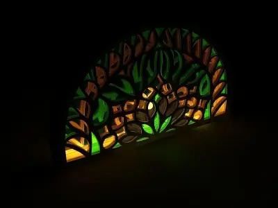 Qamaria stained glasses windows Low-poly 3D model