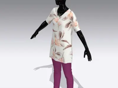 Female Cloth Dress Low-poly 3D model