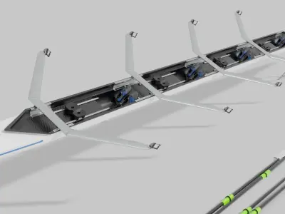 Rigged Quadruple Scull Rowing Boat 3D model