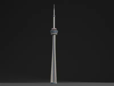 Low Poly Canada CN Tower Low-poly 3D model