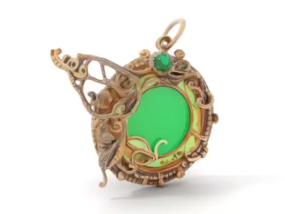 Elegant Emerald Pendant Model Pack Low-poly 3D model