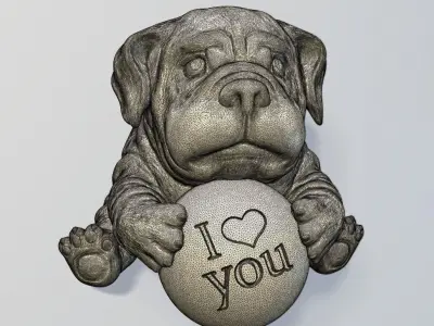 The puppy with a ball 3D print model