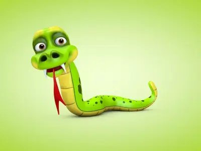 Snake cartoon Low-poly 3D model
