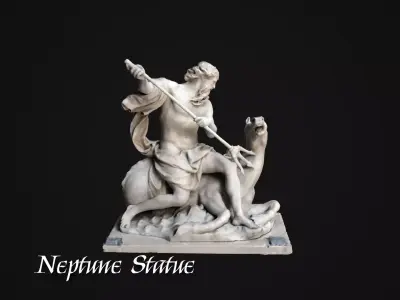 Neptune Statue Low-poly 3D model