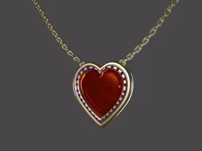 Ruby heart  Necklace 3D print model