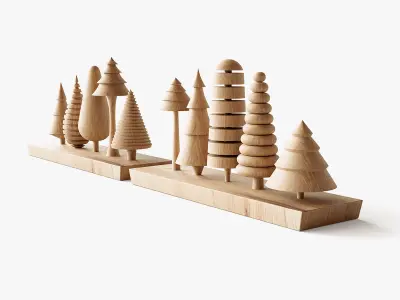 Wooden Tree Christmas Decoration 3D model