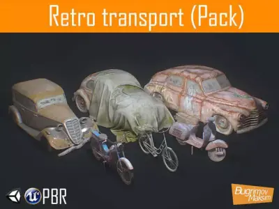 Retro Transport Pack Low-poly 3D model