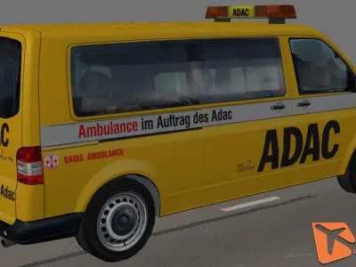 Volkswagen transporter ADAC Low-poly 3D model