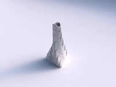 Vase twist tilted triangle with horizontal wavy layers 3D print model