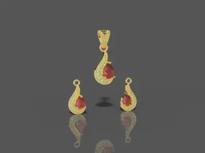 Chandelier Stone Jewellery Set 3D print model
