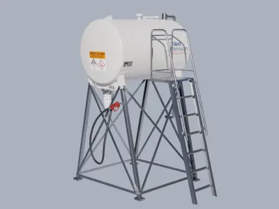 Industrial diesel oil tank Low-poly 3D model