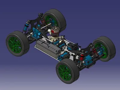 RC methanol fuel car chassis 3D model