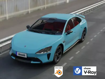 xiaomi SU7 with full interior Low-poly 3D model