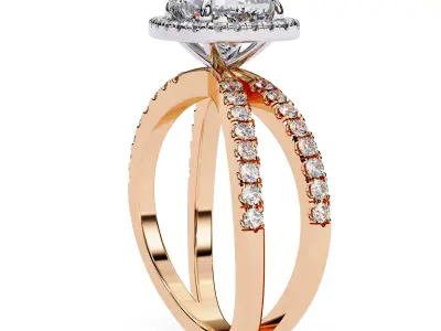 Crisscross Classic Halo setting Cushion diamond ring  3D print model