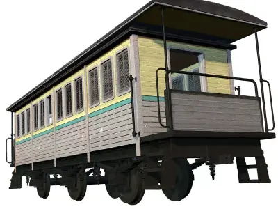 Old train passengers car 3D model