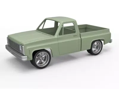 Shell 1980 Chevrolet C10 with style grid Scale 1 to 25 3D print model