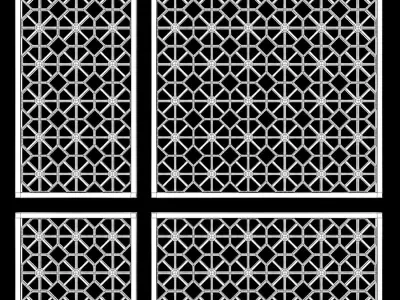 Wood Arabic Islamic pattern decorative grill screen 3D model shop
