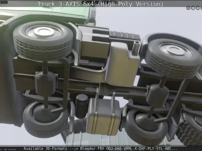 Truck 3-AXIS 6x4 High-Poly Version 3D model
