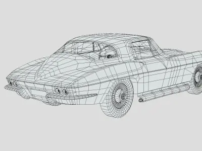 Chevrolet Corvette Sting Ray 1956 Low-poly 3D model