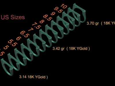 alphabet jewelry ring diamond letter J 3D print model