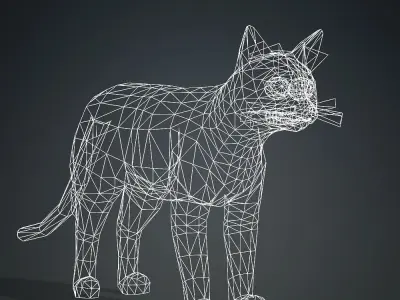 Animated Low poly Cat Low-poly 3D model