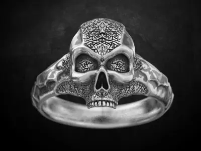 Ring with a skull two kinds of stylish decoration 169 3D print model